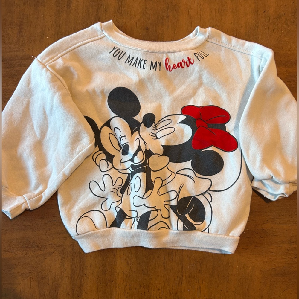 Disney Kids Mickey and Minnie White Sweatshirt